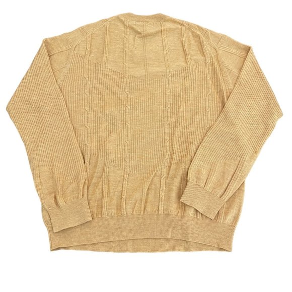 Bugatchi Uomo Men's 100% Merino Wool Yellow V Neck LS Sweater, Size L - Picture 4 of 6